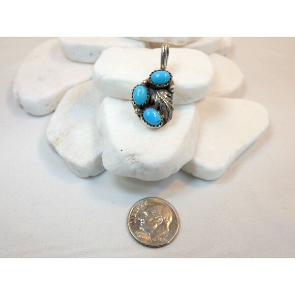 Vintage Native American Navajo  Sterling Silver Turquoise Pendant - Picture 8 of 8